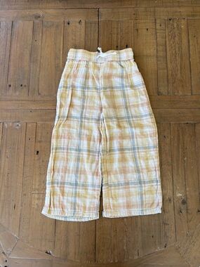Rylee + cru Kayli summer plaid cropped pants 6-7 years pull on muslin